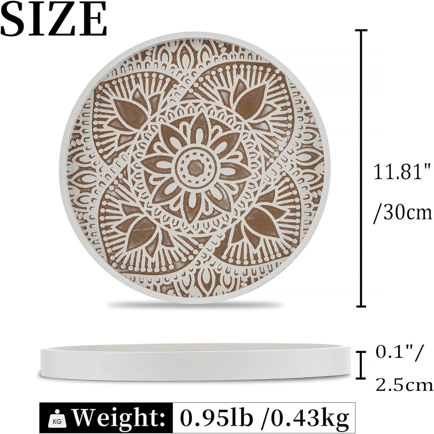 Round wood decorative tray 3D model_1