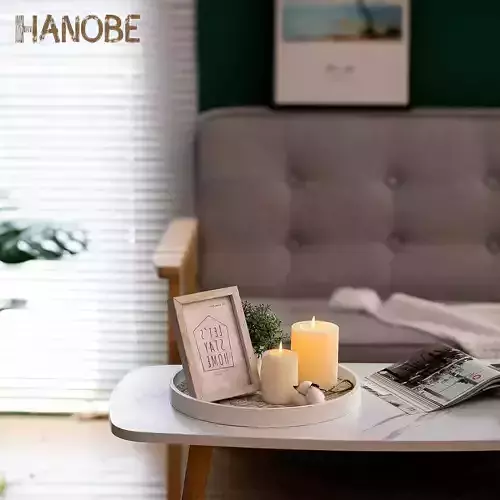 Round wood decorative tray