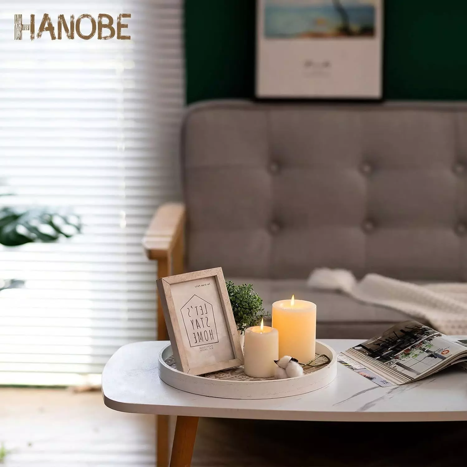 Round wood decorative tray 3D model_0