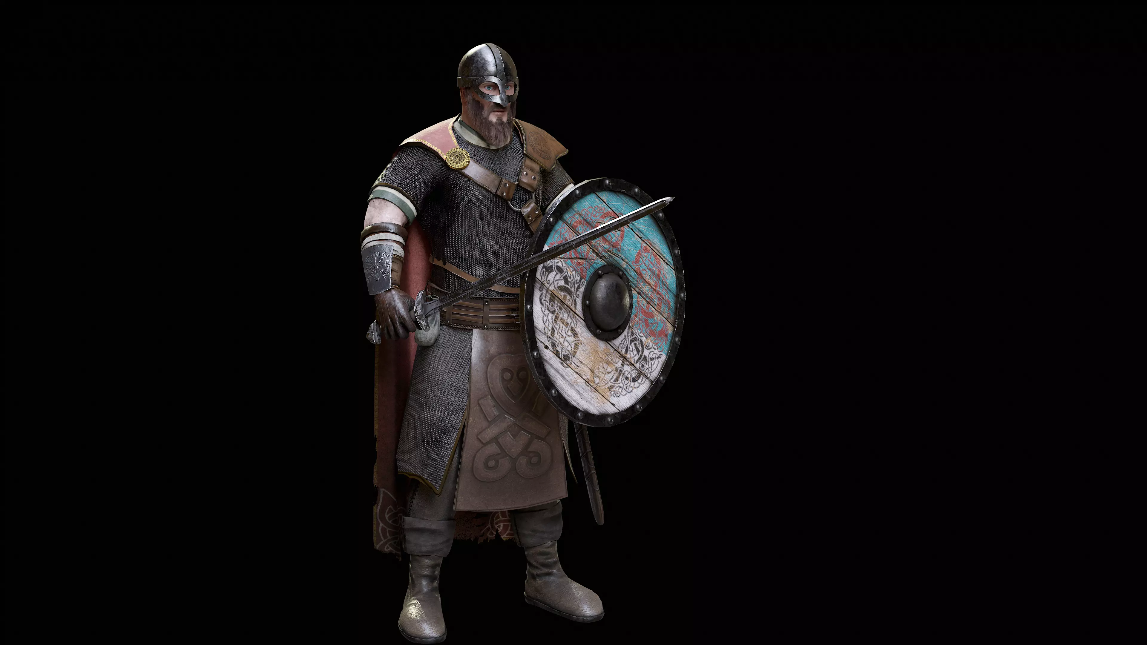 Viking Warrior Low-poly 3D model_0