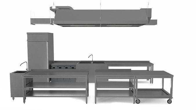 Commercial Kitchen Furniture 3D model 6