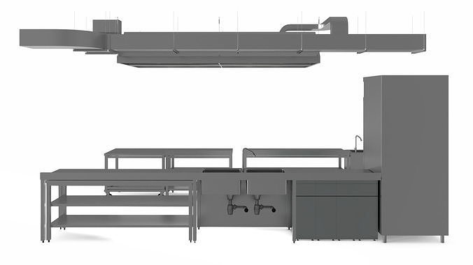 Commercial Kitchen Furniture 3D model 7