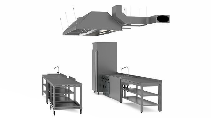 Commercial Kitchen Furniture 3D model 5