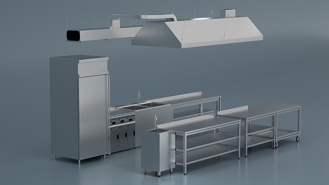 Commercial Kitchen Furniture 3D model 3