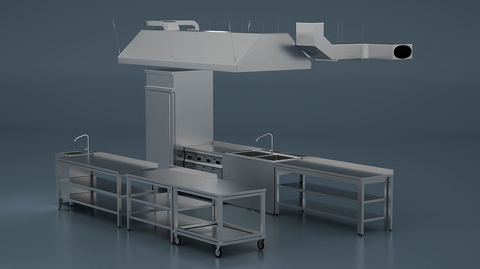 Commercial Kitchen Furniture 3D model 4