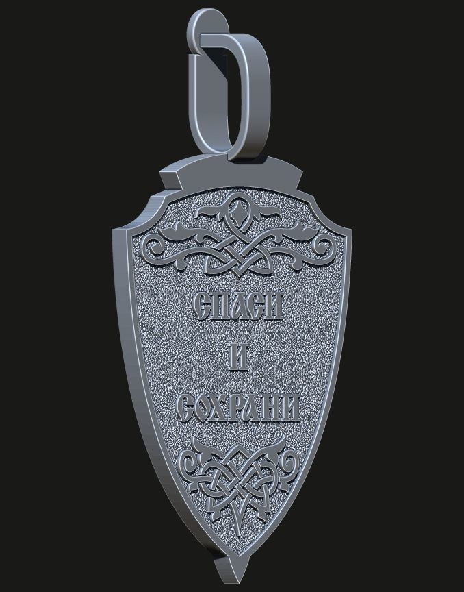 A PENDANT IN THE SHAPE OF A SHIELD WITH IMAGES OF SAINTS 3D print model_11