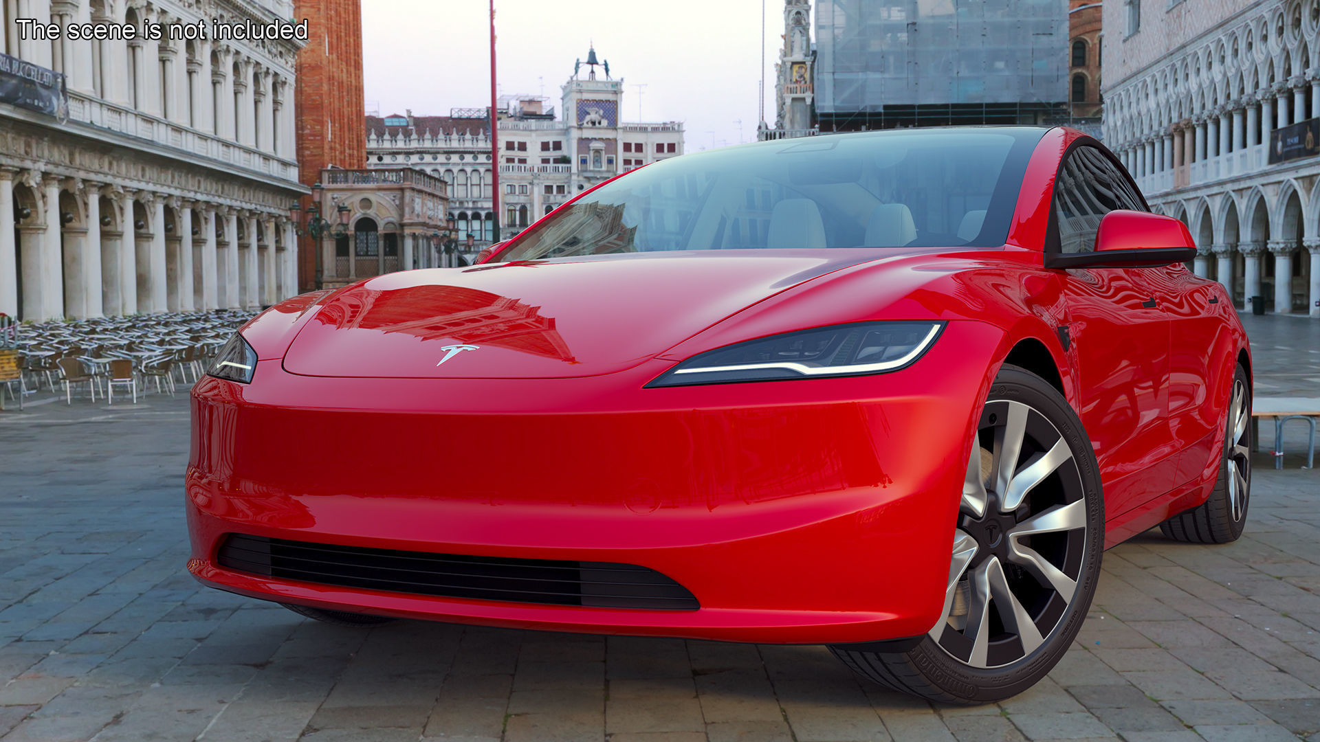Tesla Model 3 2024 Red Lights On Rigged for Cinema 4D 3D model