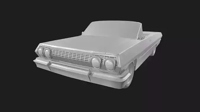 Chevrolet Impala 1963 Convertible 2-Door open top 3D Print Model