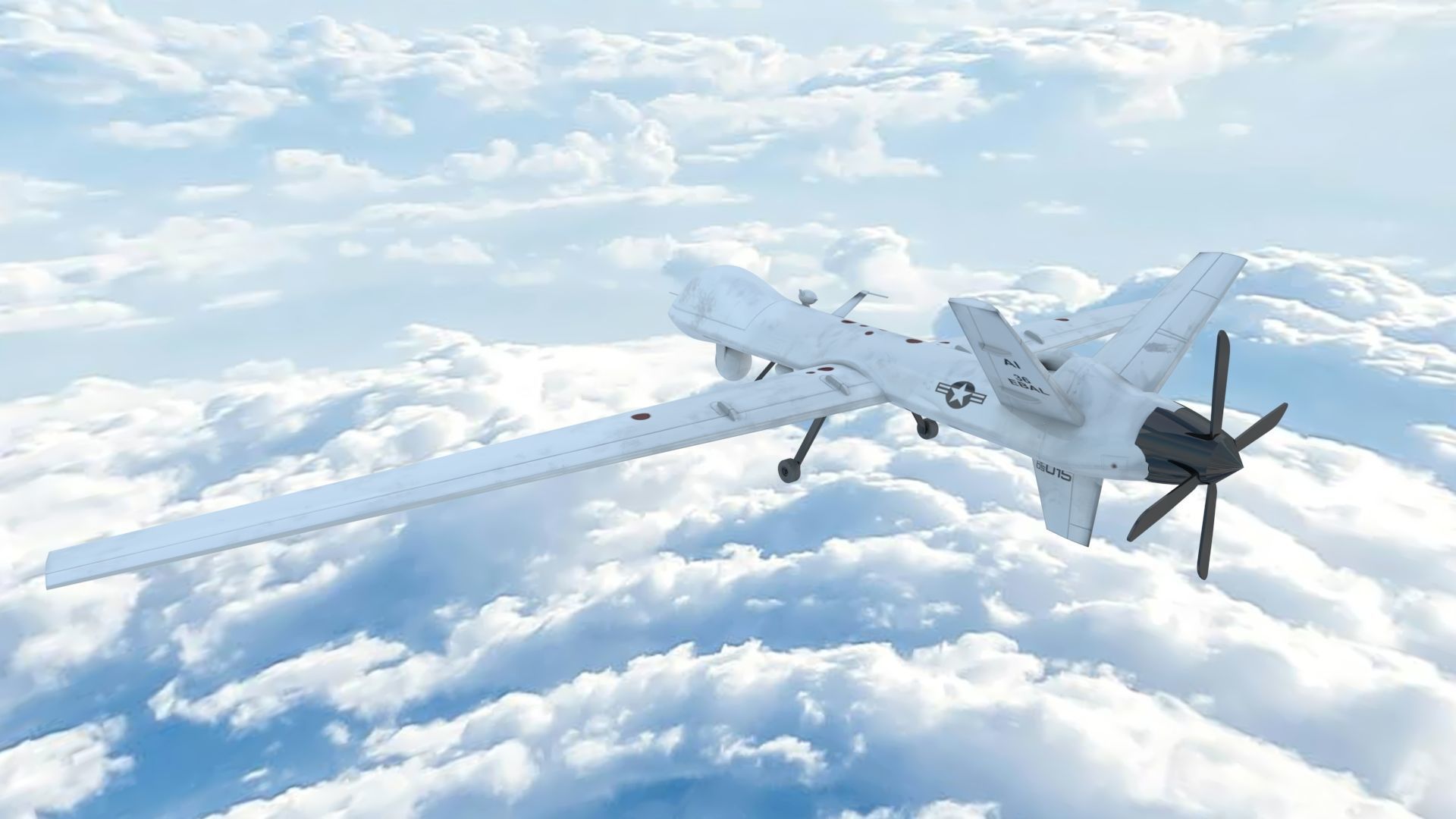 UAV MQ-9 Repear Low-poly 3D model_3