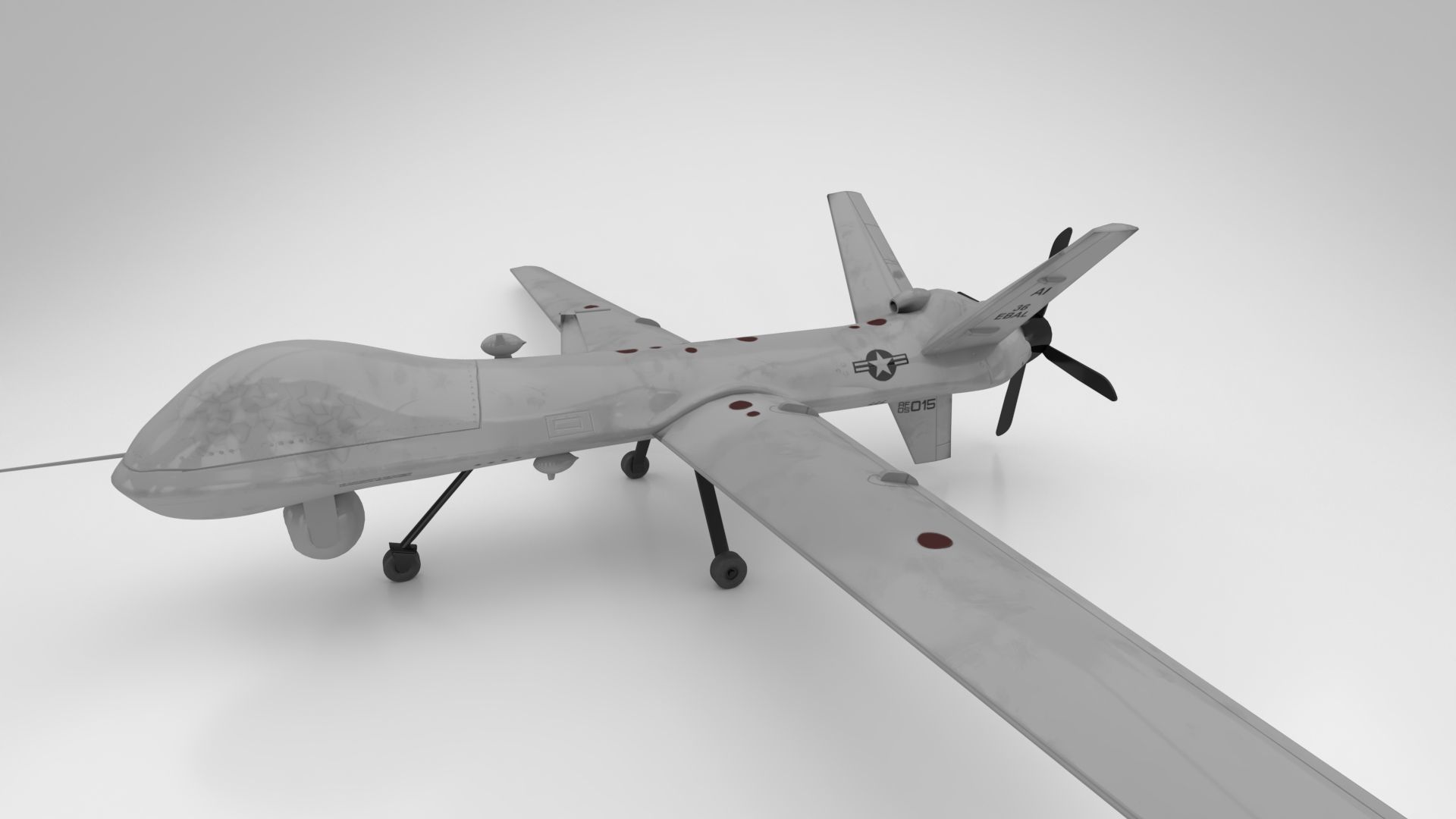 UAV MQ-9 Repear Low-poly 3D model_2