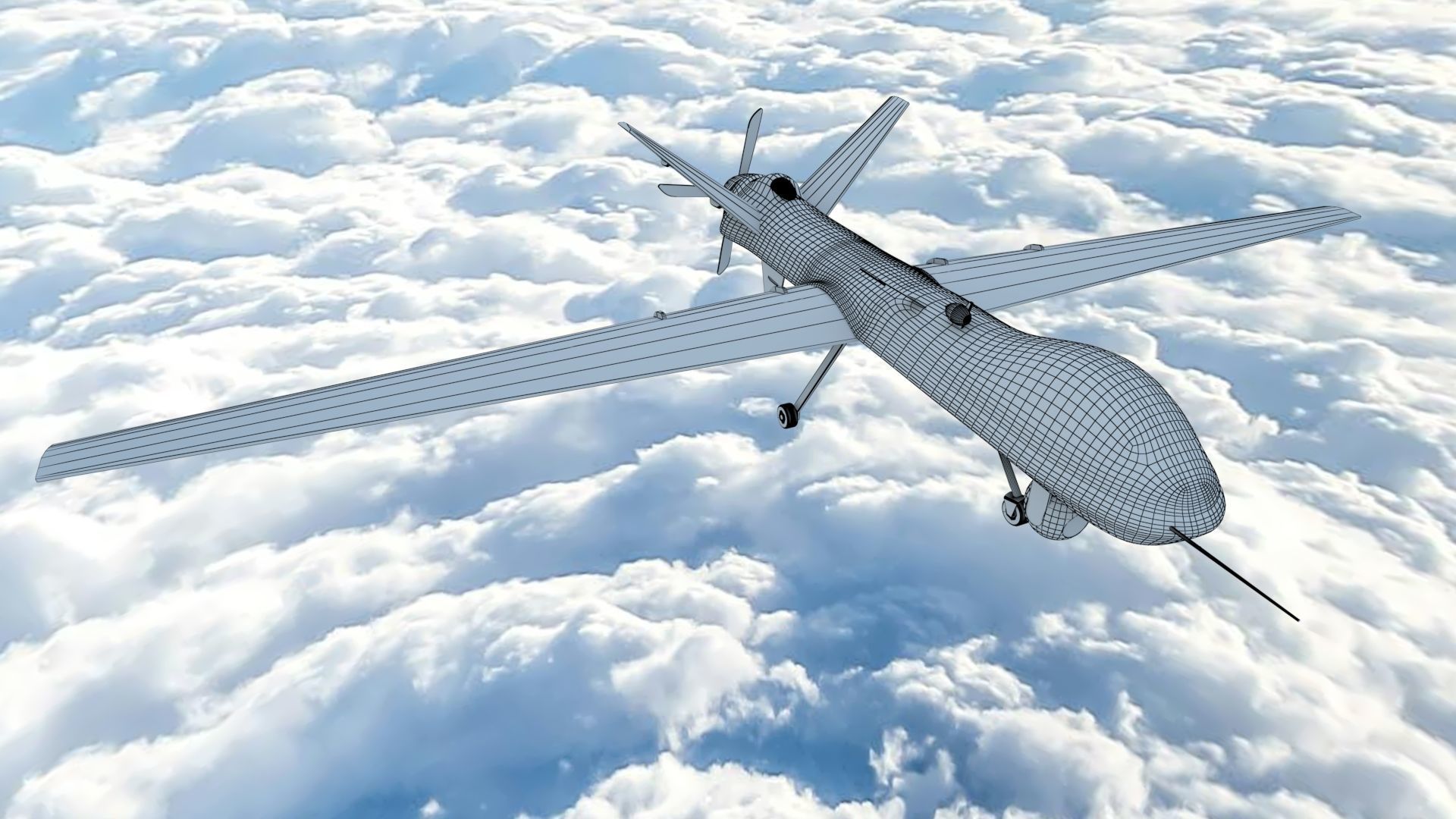 UAV MQ-9 Repear Low-poly 3D model_7