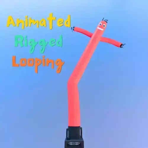 Tall Tube Man Looping Animated Rigged Low-poly 3D model