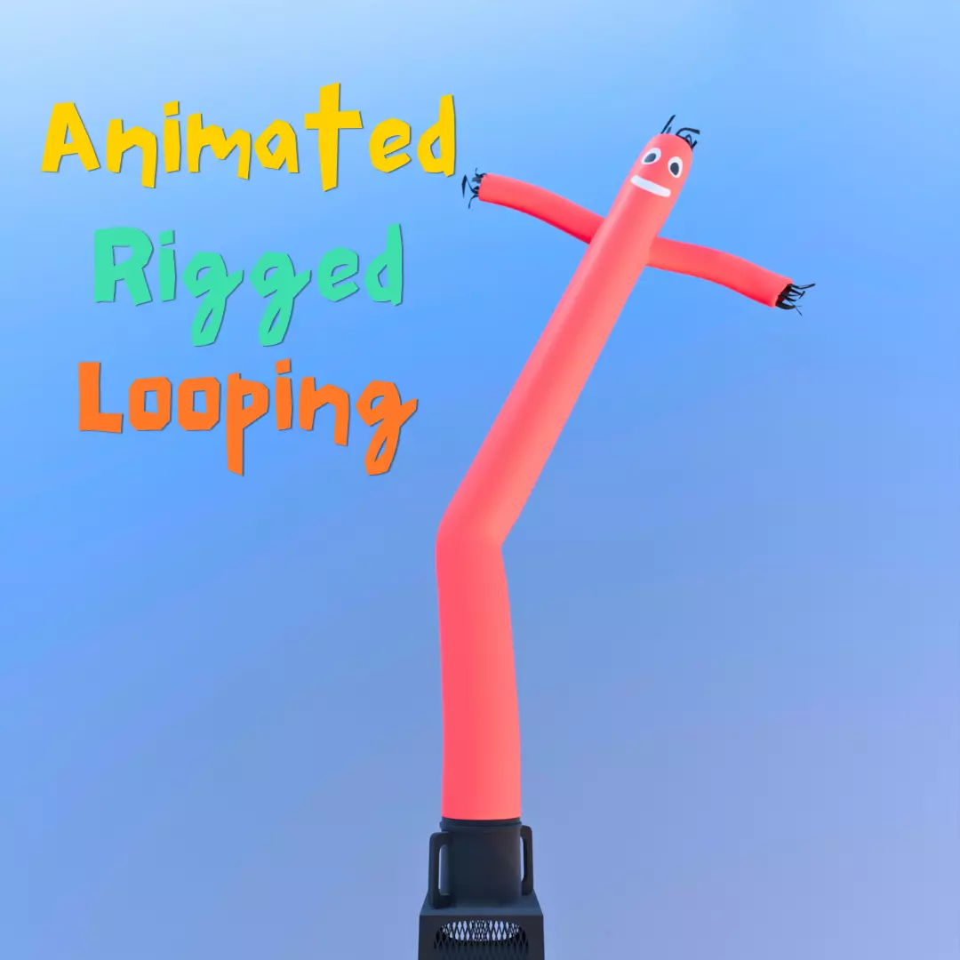Tall Tube Man Looping Animated Rigged Low-poly 3D model_0