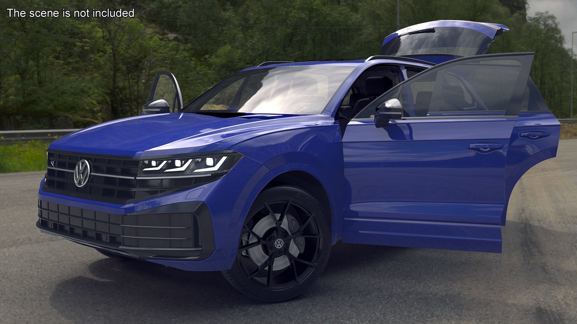 Volkswagen Touareg 2024 Blue Lights On Rigged 3D model