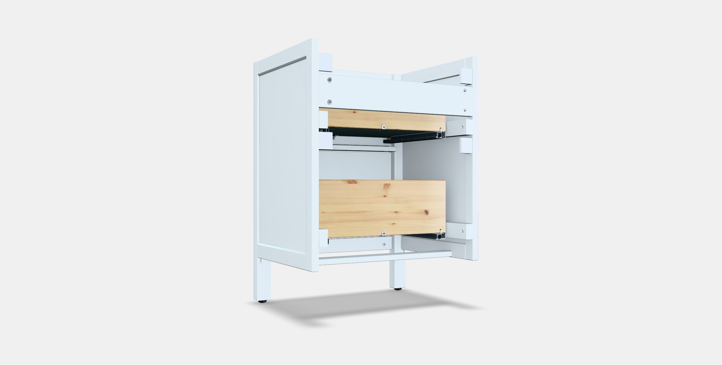 HEMNES Washbasin cabinet with 2 drawers Low-poly 3D model_16