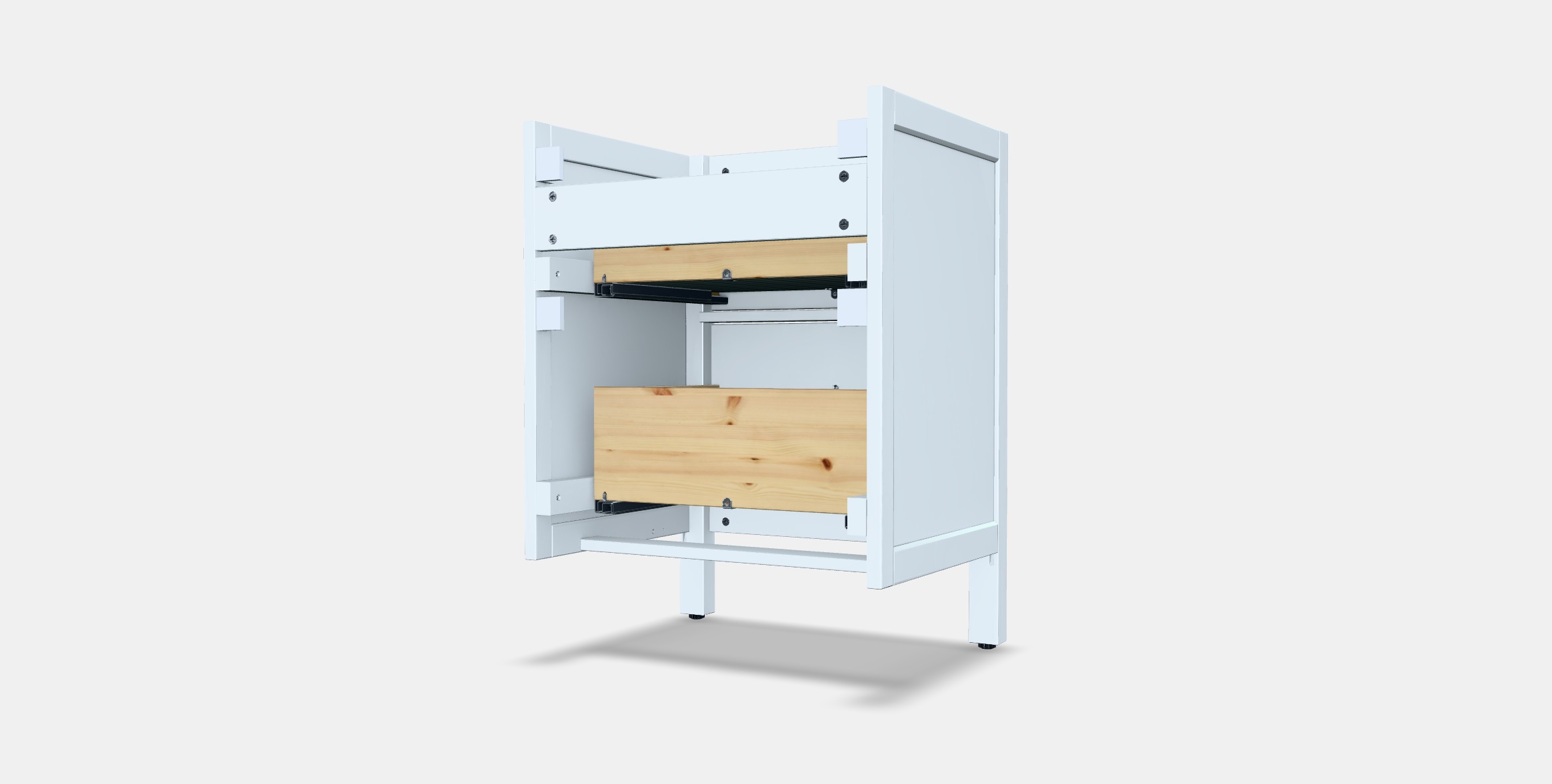 HEMNES Washbasin cabinet with 2 drawers Low-poly 3D model_3