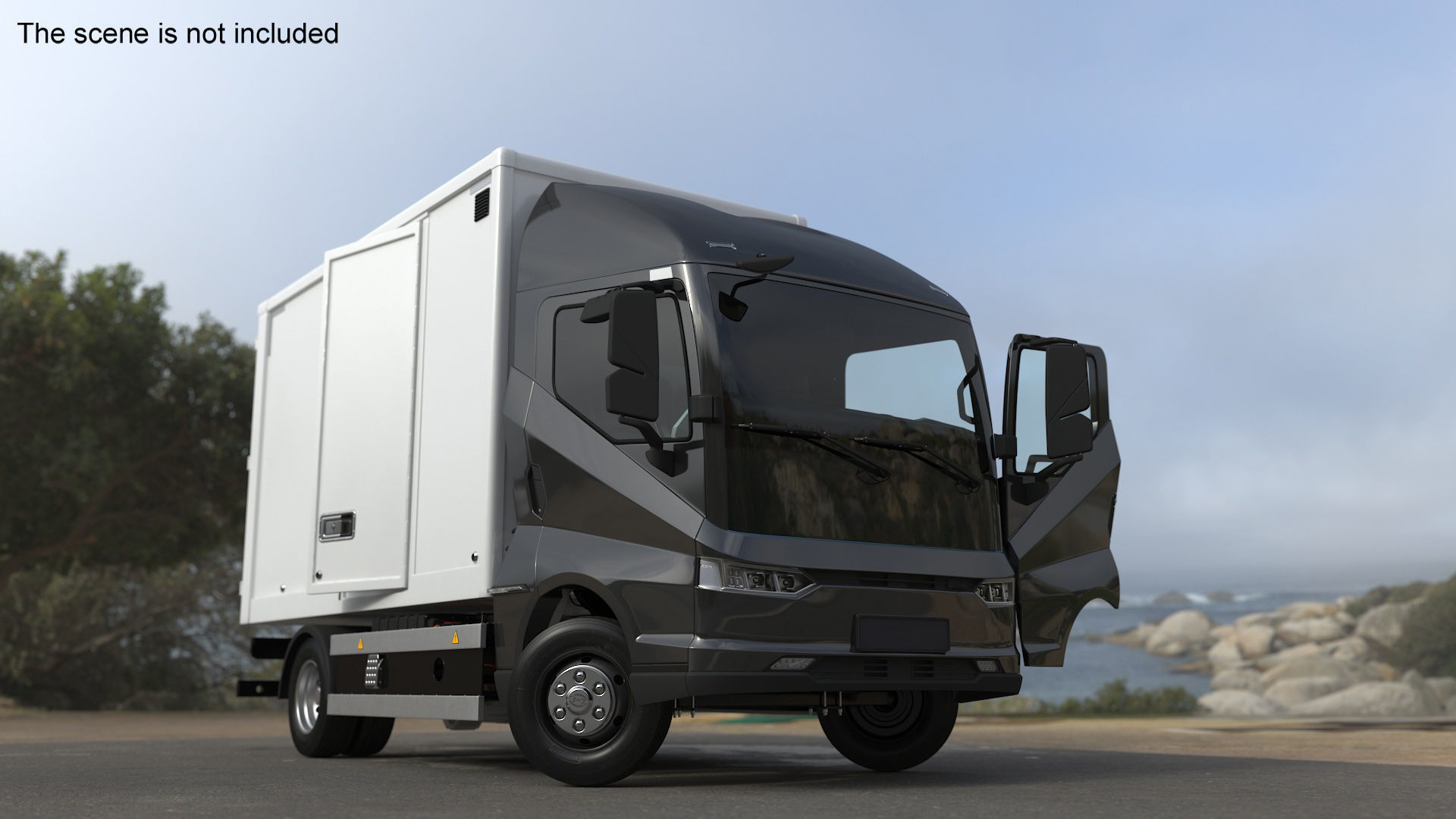 Modern Truck Black Rigged 3D model