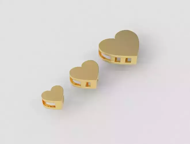 3 Heart Pendants - 7mm  10mm  15mm