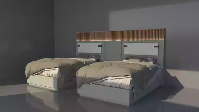 Olive Twin Line Bed Set - Twin  3D model