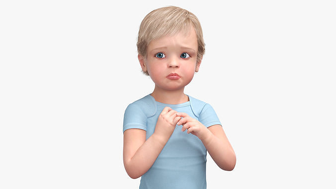 Toddler in Bodysuit Standing Pose 3D model 5