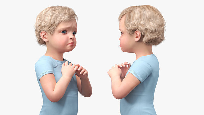 Toddler in Bodysuit Standing Pose 3D model 7