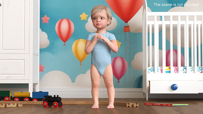 Toddler in Bodysuit Standing Pose 3D model