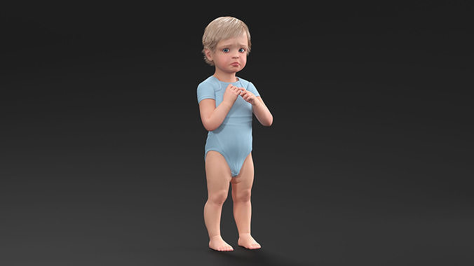 Toddler in Bodysuit Standing Pose 3D model 3