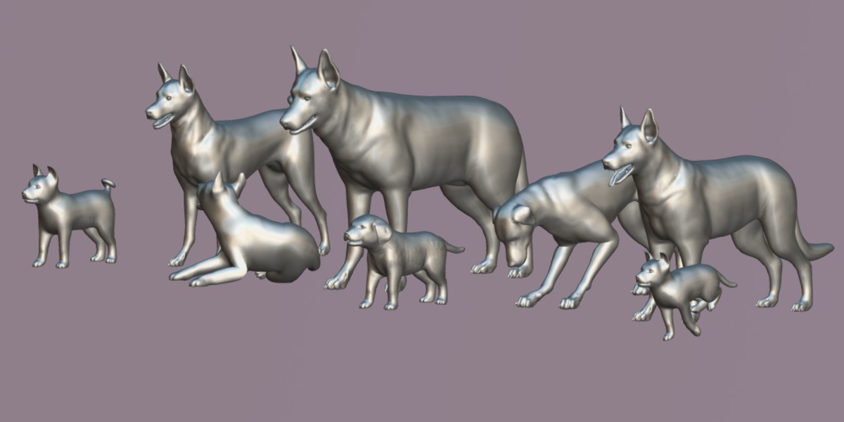 Dogs Family Assets Bundle  Low-poly 3D model_28