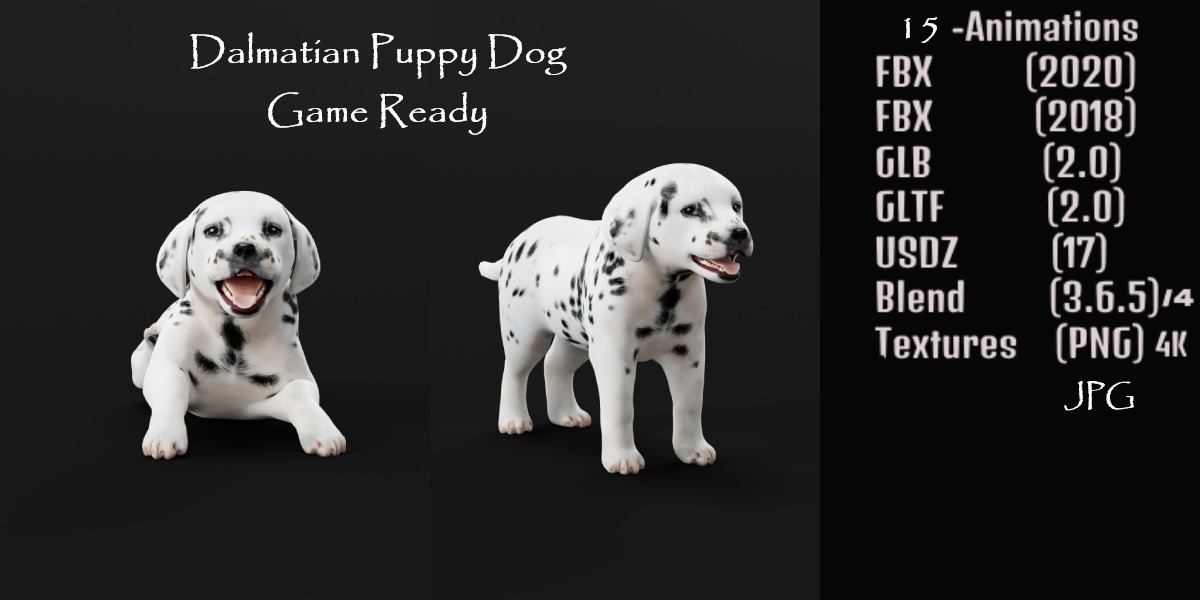 Dogs Family Assets Bundle  Low-poly 3D model_9