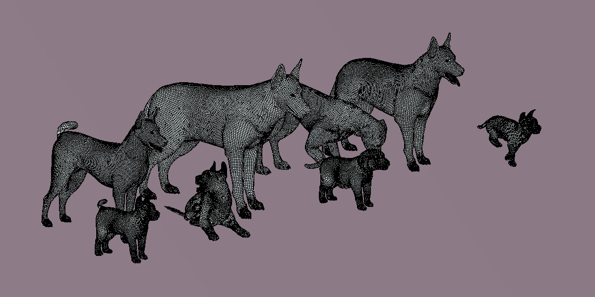 Dogs Family Assets Bundle  Low-poly 3D model_30