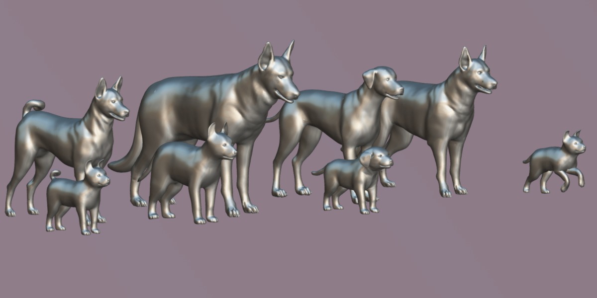 Dogs Family Assets Bundle  Low-poly 3D model_27