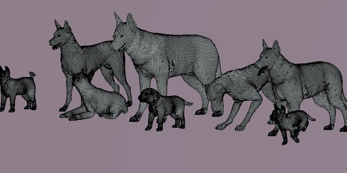 Dogs Family Assets Bundle  Low-poly 3D model_29