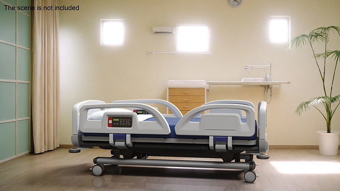 Smart Hospital Bed Off State 3D model 5