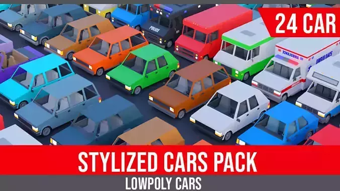Stylized Cars Pack - Lowpoly Cars  Low-poly 3D model