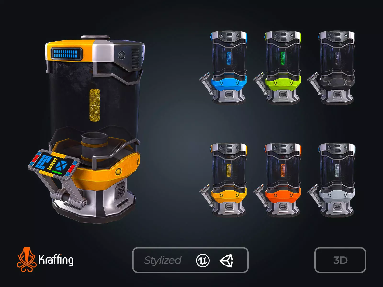 SCI-FI Energy Container V1 Futuristic Power Core Low-poly 3D model