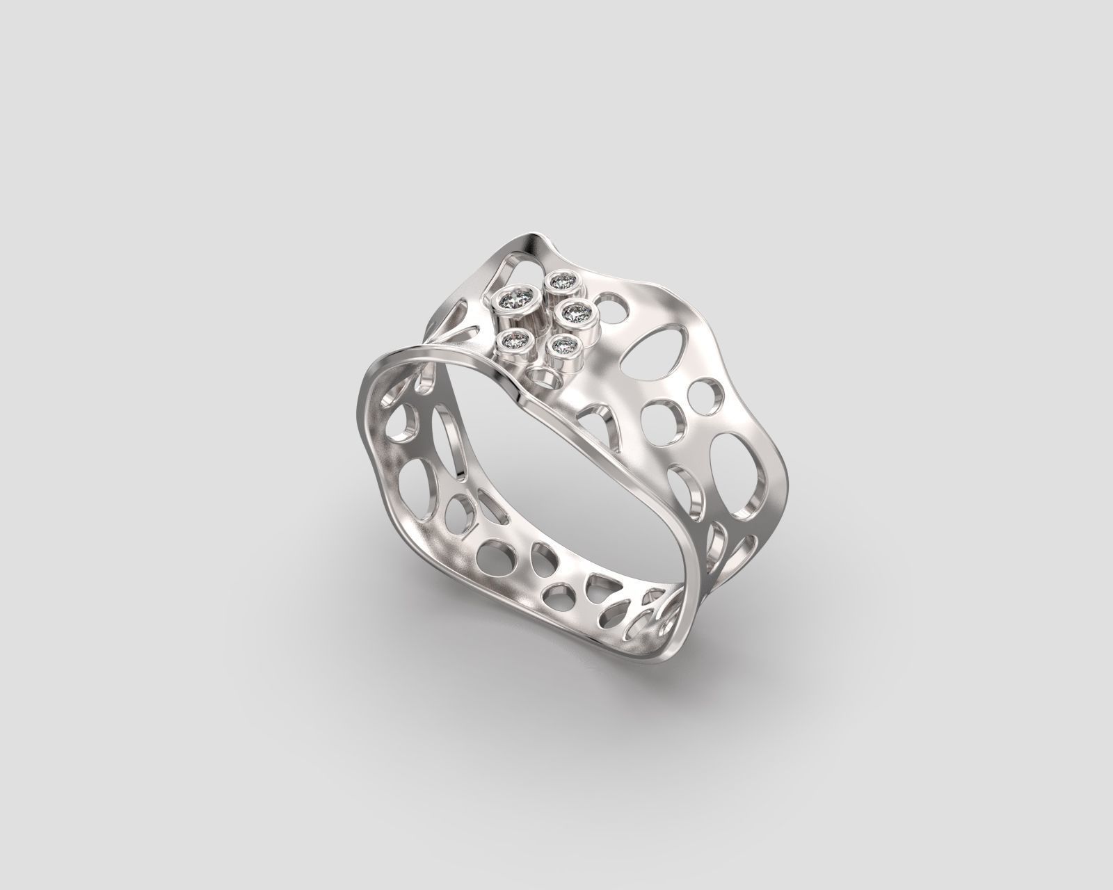 R 190 Abstract Ring 3D print model_5