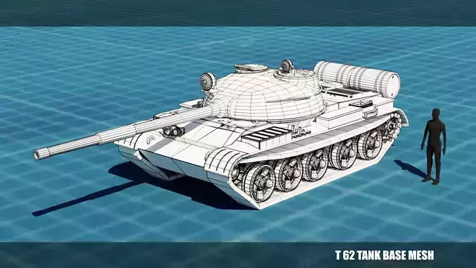 T 62 TANK BASE MESH Low-poly 3D model