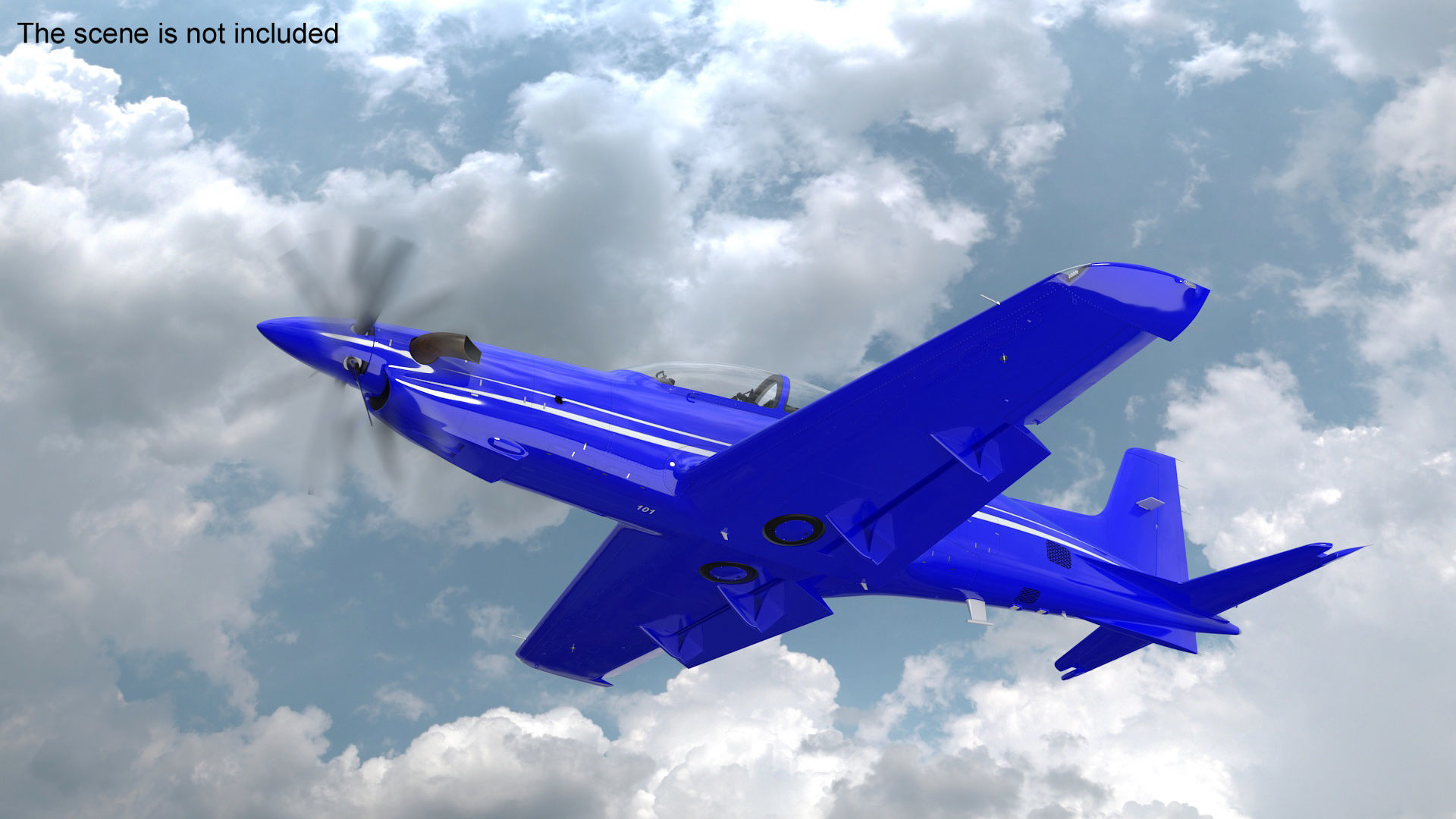 Training Aircraft Blue Rigged for Cinema 4D 3D model