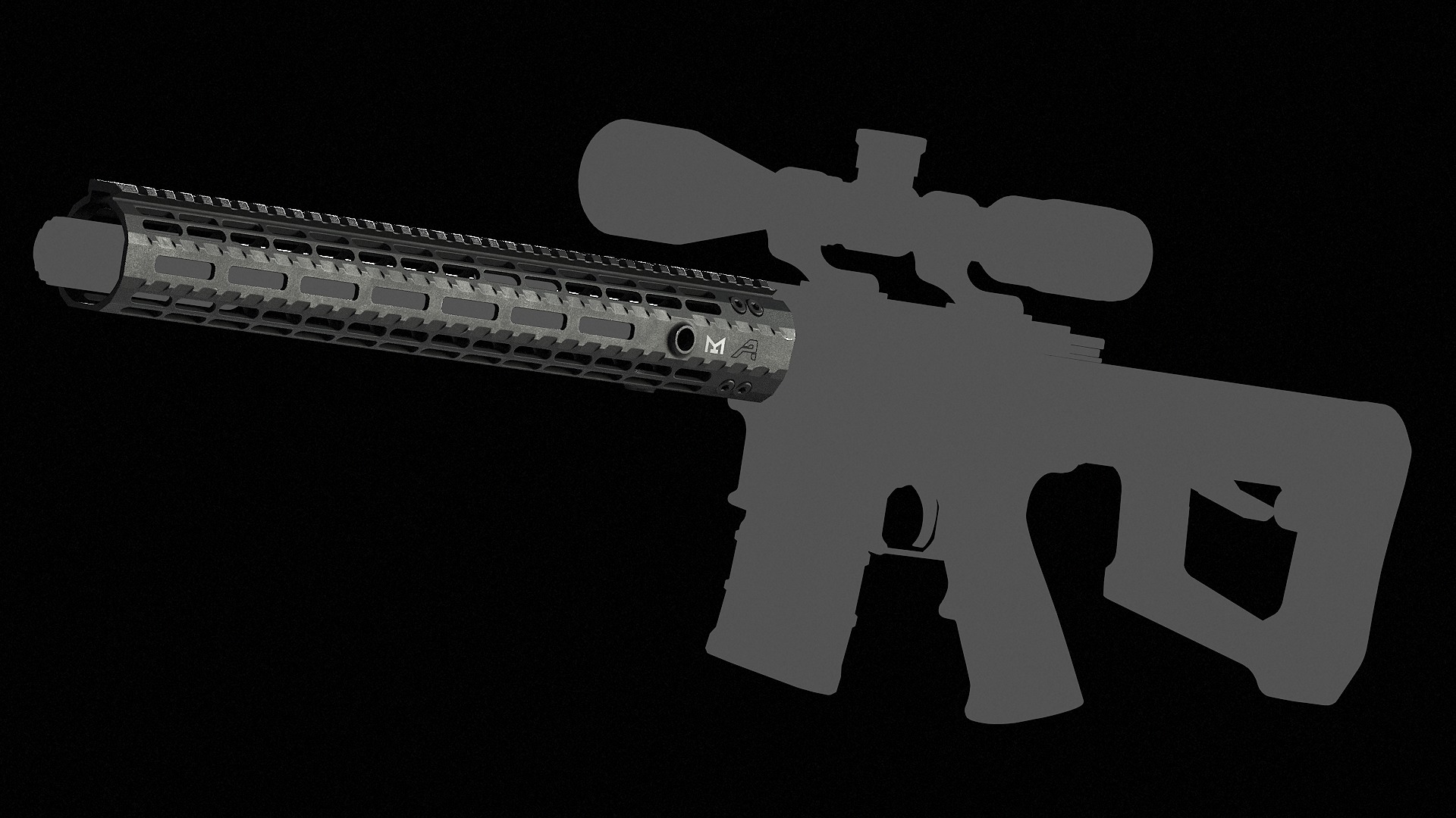 Aero Precision Ar15 Enhanced M-Lok Handguard Gen 2 Low-poly 3D model_6