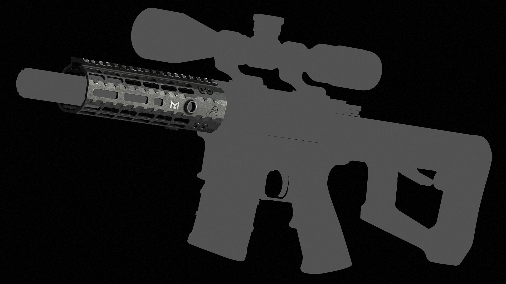 Aero Precision Ar15 Enhanced M-Lok Handguard Gen 2 Low-poly 3D model_9