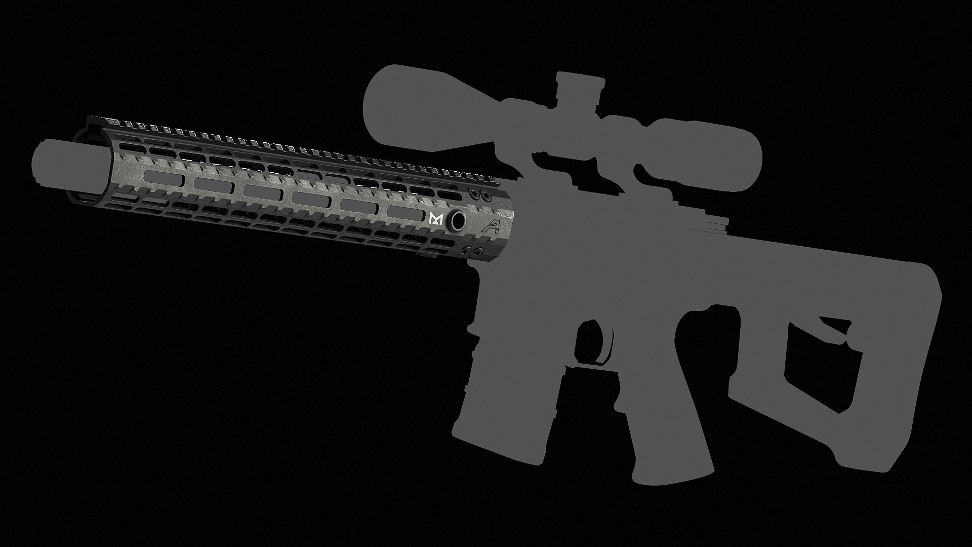 Aero Precision Ar15 Enhanced M-Lok Handguard Gen 2 Low-poly 3D model_7