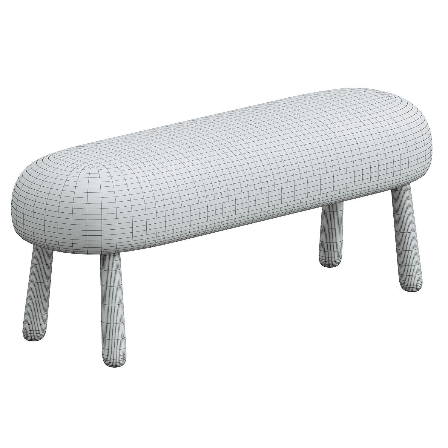 Wooly Bench in Natural Faux 3D model_2