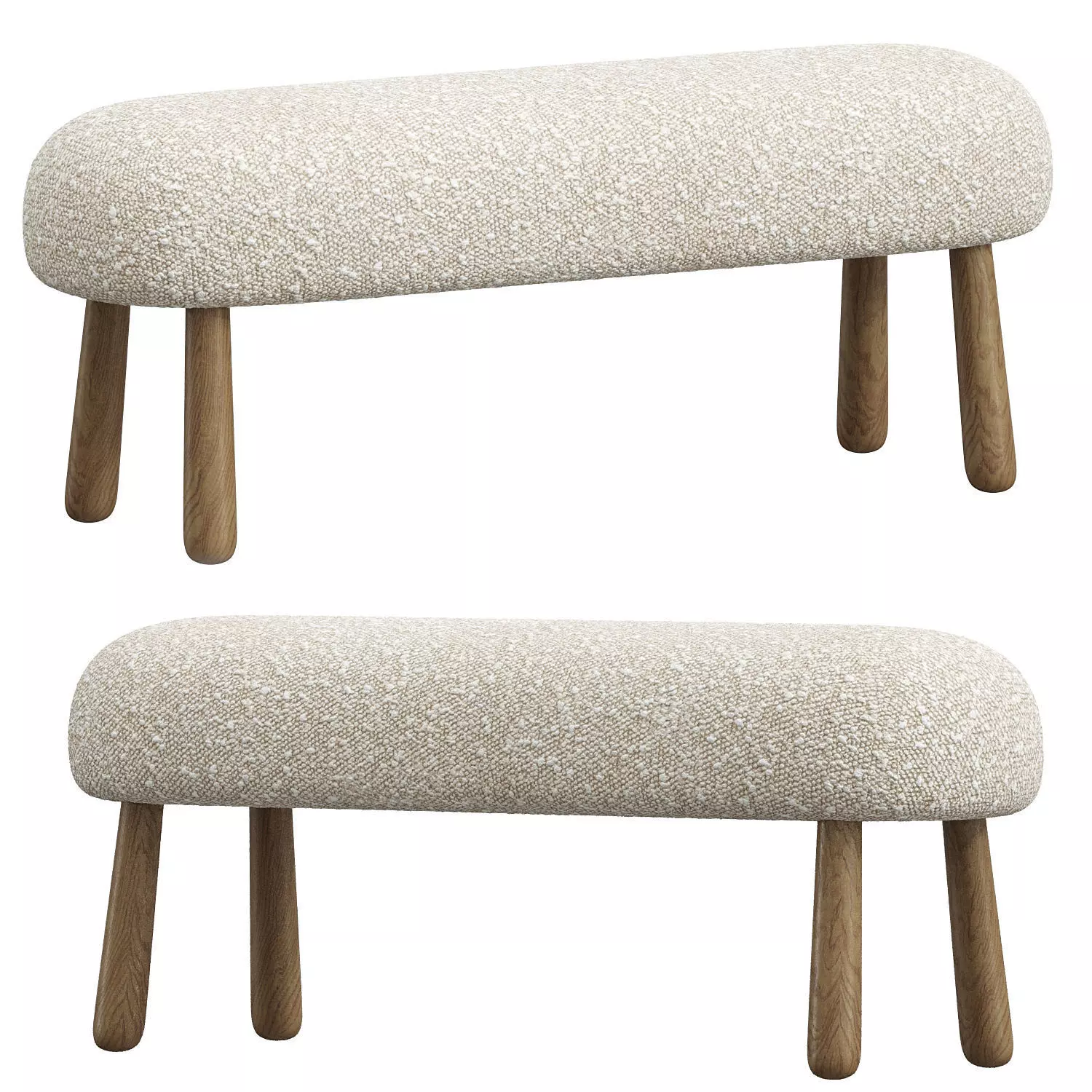 Wooly Bench in Natural Faux 3D model_0