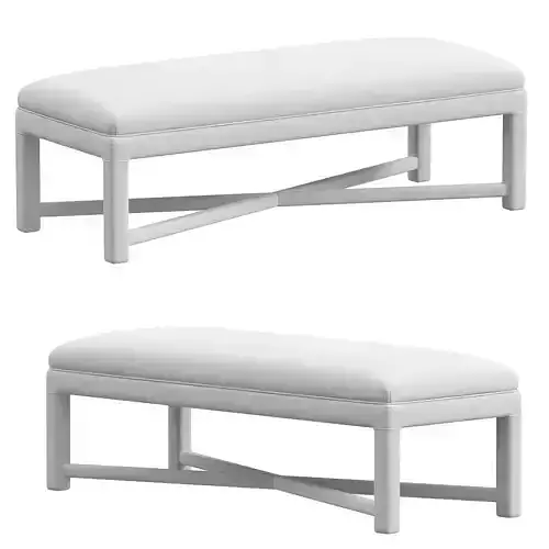 Vintage Parsons Upholstered Bench With Stretcher