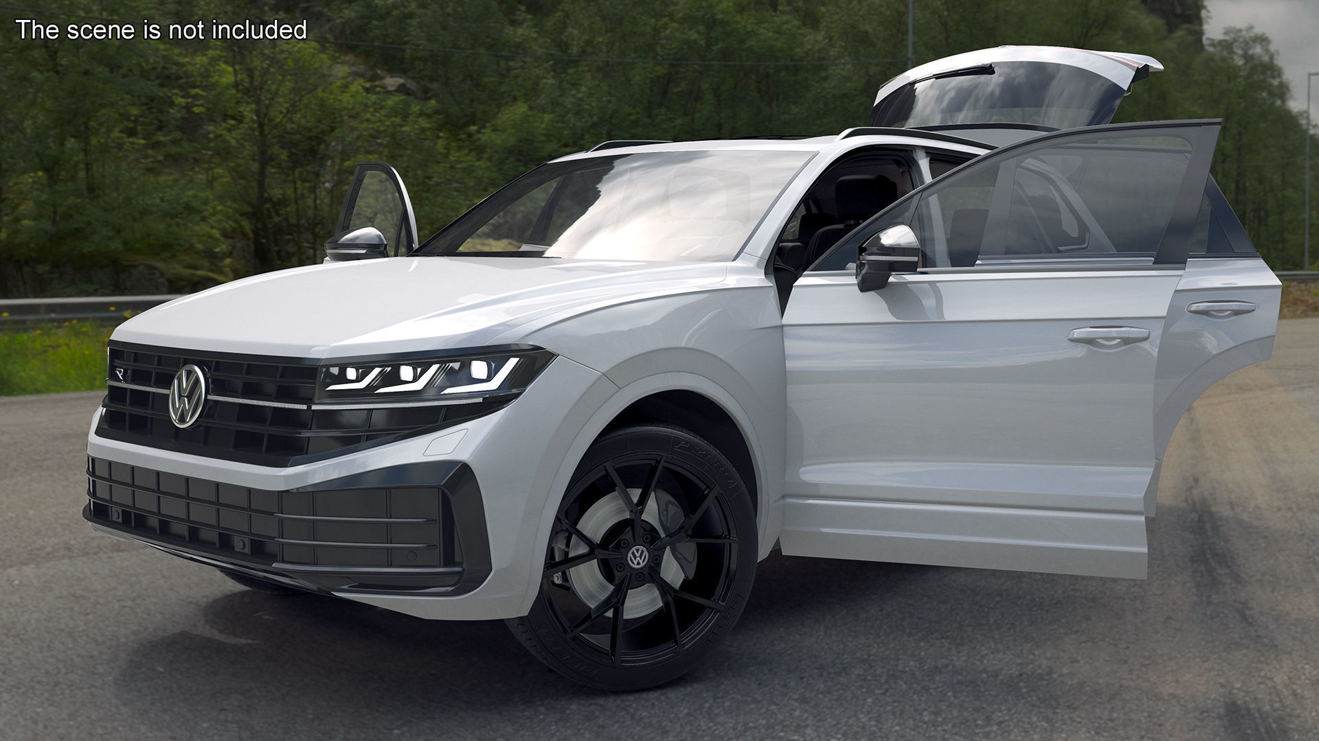 Volkswagen Touareg 2024 White Lights On Rigged 3D model