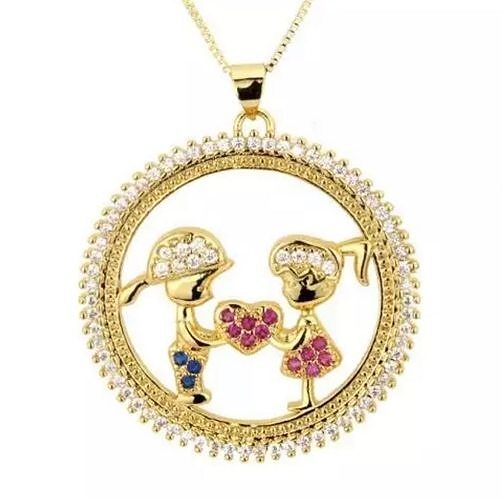 Diamond Boy Girl Gold Necklace Love heart kids Fashion Jewelry  3D print model