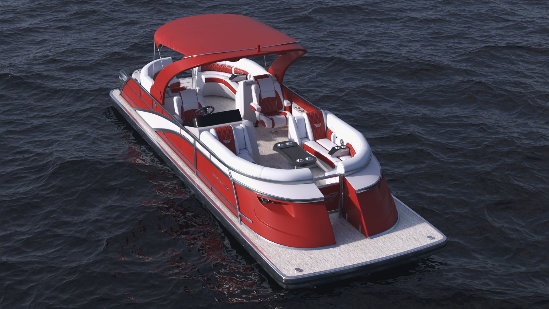Pontoon Boat Bennington Q LINE 2024 Red Rigged 3D model