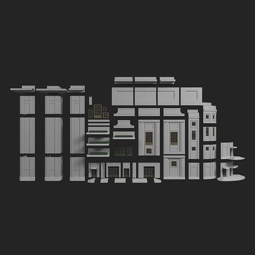 Modular Building Kit Low-poly 3D model 3