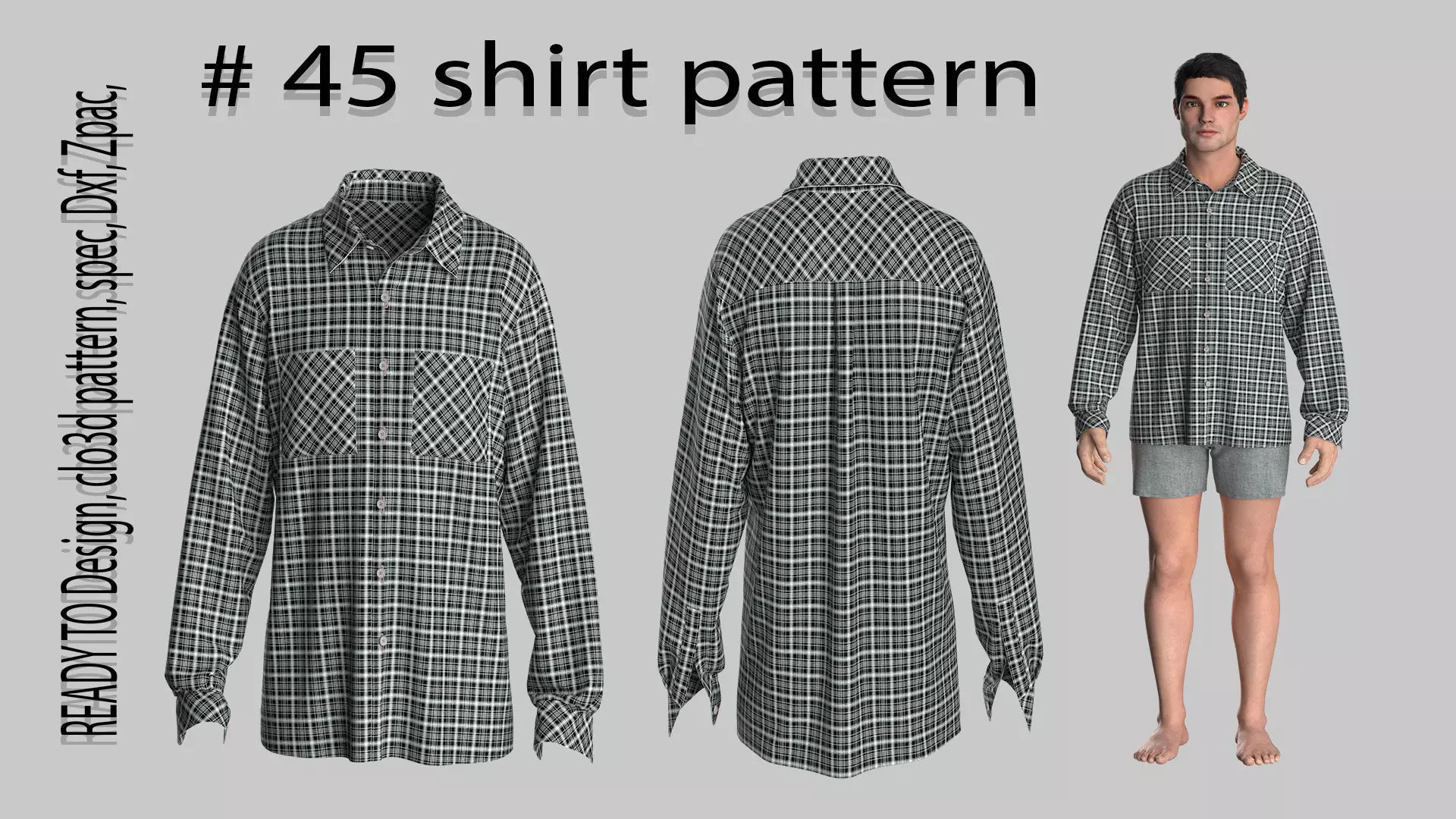 45 shirt pattern for men 3D print model_0
