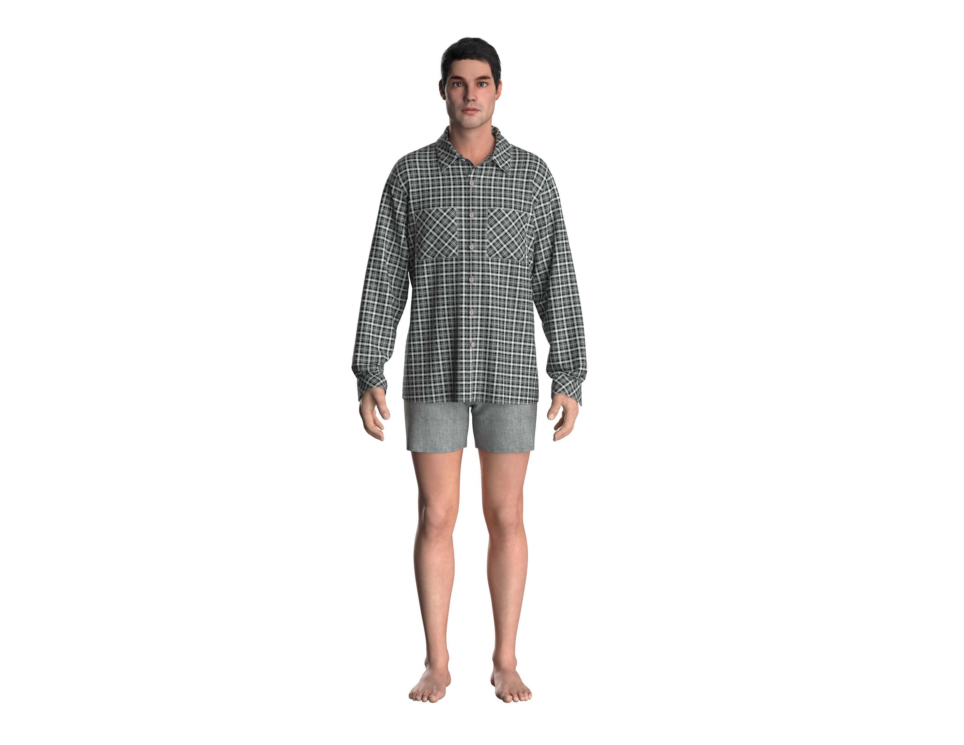 45 shirt pattern for men 3D print model_3